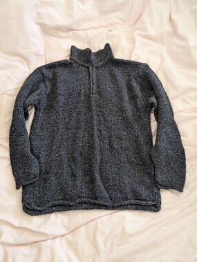 Huntington Ridge Blue Speckled Knit Quarter-Zip M